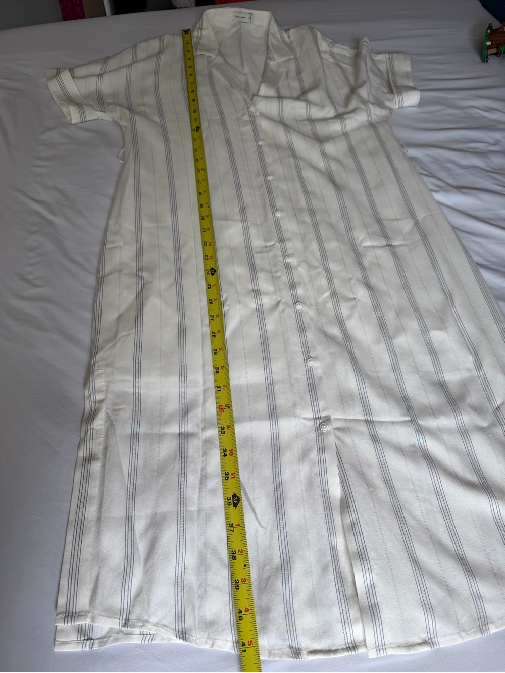 Gentle Fawn "Kaysey" Navy White Pinstripe Lightweight Button Down Shirt Dress - Picture 17 of 17